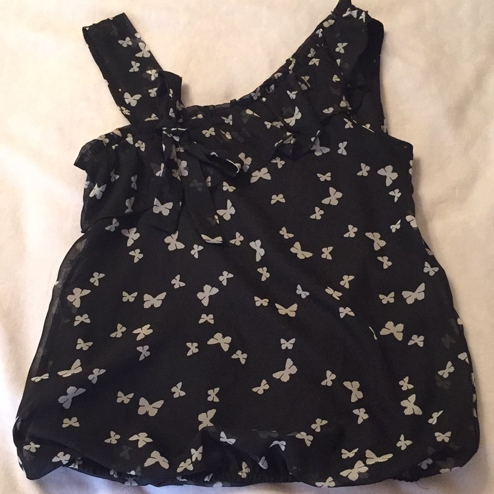 3/$15 Black and white butterfly tank top
